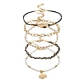thumbnail image 1 of 5 piezas de tobilleras boho doradas para mujer, cadenas para el pie con colgante de concha, abalorios y charm, pulsera de playa y tobilleras, 1 of 8