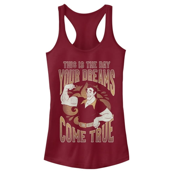 Junior's Beauty and the Beast Gaston The Day Your Dreams Come True Racerback Tank Top Scarlet Small