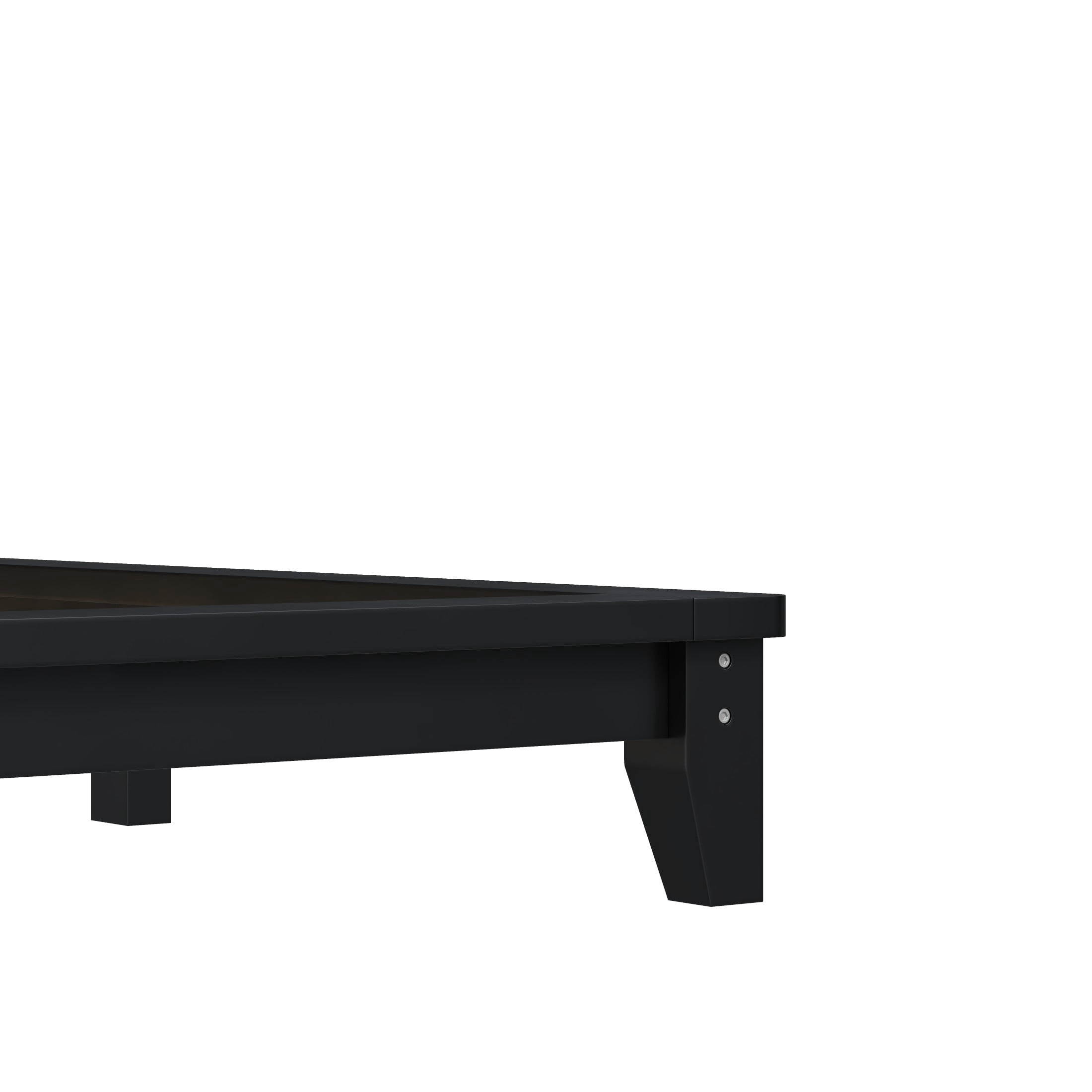 Noble House Hazel Full Size Pine Wood Platform Bed Frame with Legs and Headboard, Mid-Century Modern Design, Black
