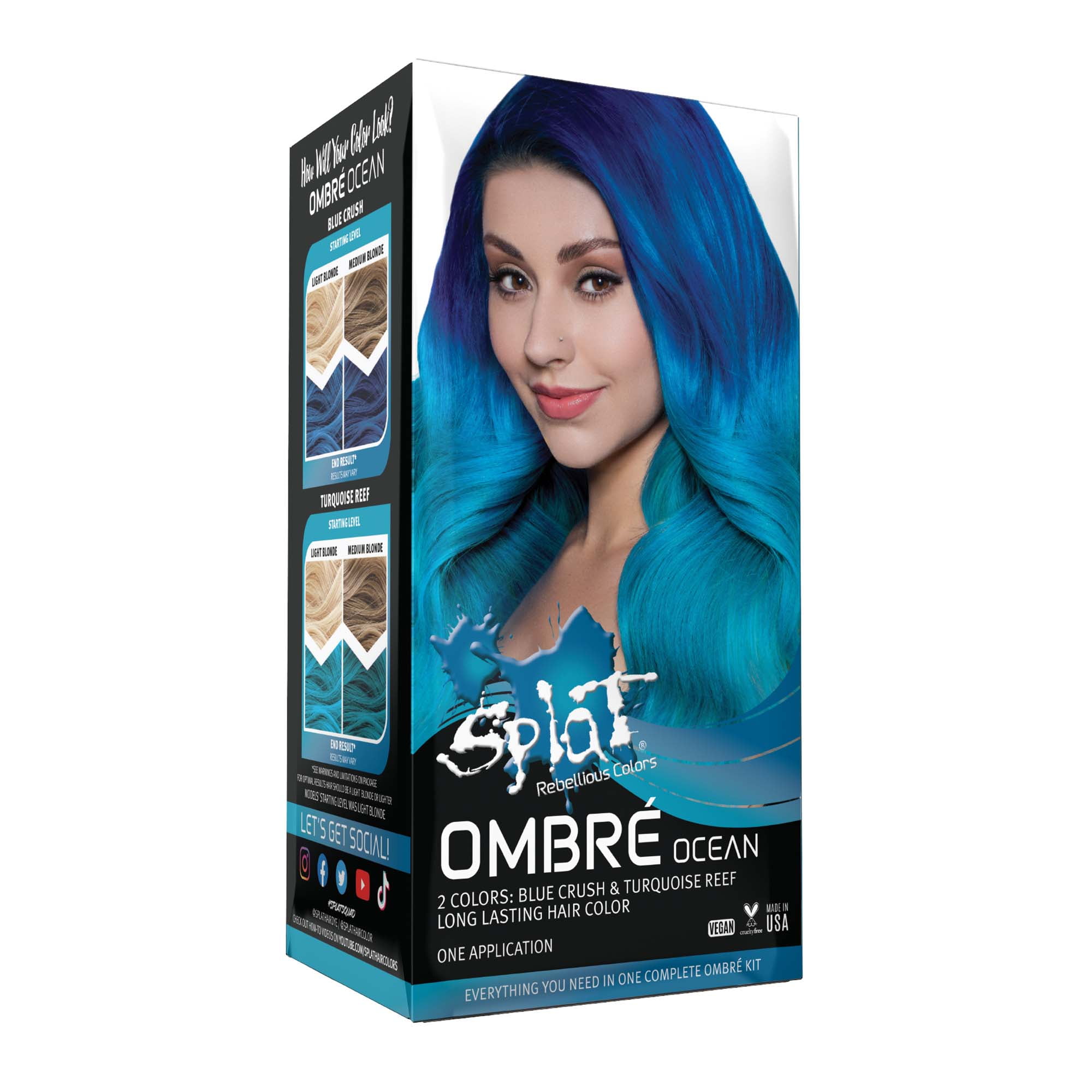 Splat Complete Kit, Ombre Dream, Semi-Permanent Blue & Purple Hair Dye with Bleach Splat Complete Kit, Ombre Dream, Semi-Permanent Blue & Purple Hair Dye with Bleach