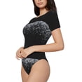 thumbnail image 2 of Easygdp Silver Glitter1 Women's One-Piece Swimsuit Slim Fit Crew Neck Bodysuit Athletic Swimwear with Concealed Buckle - Large, 2 of 9