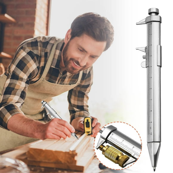 VBXOAE Multifunction Vernier Caliper Ballpoint Pen for Engineers,Woodworkers,Students Carpenters Precision Measuring and Writing Tool for Everyday Tasks