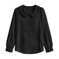 thumbnail image 6 of Sheghy Workout Tops Women's Collared Embroidered Printed Long-sleeved Blouse Black S, 6 of 7