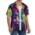 thumbnail image 2 of Vsdgher Neon Pop Art Pitbull Men's Cuban Shirt, Hawaiian Shirts, Business Casual Button Down Shirts, Short Sleeve Shirt-X-Large, 2 of 5