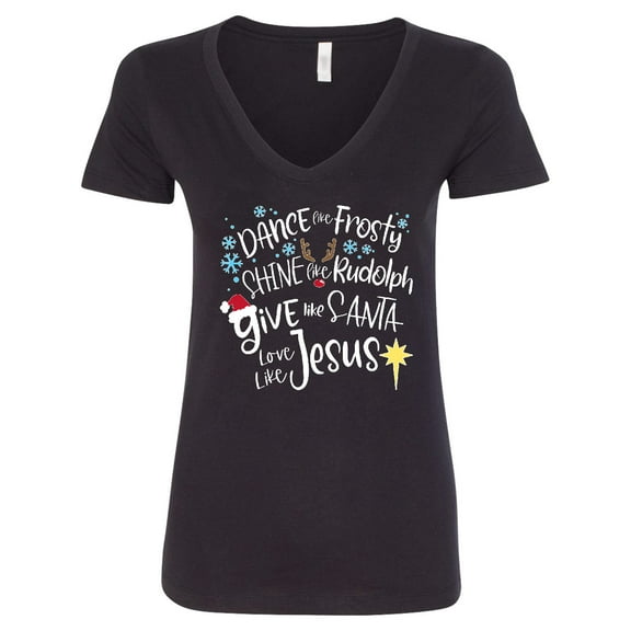 Inktastic Dance Like Frosty, Shine Like Rudolph, Give Like Santa Women's V-Neck T-Shirt