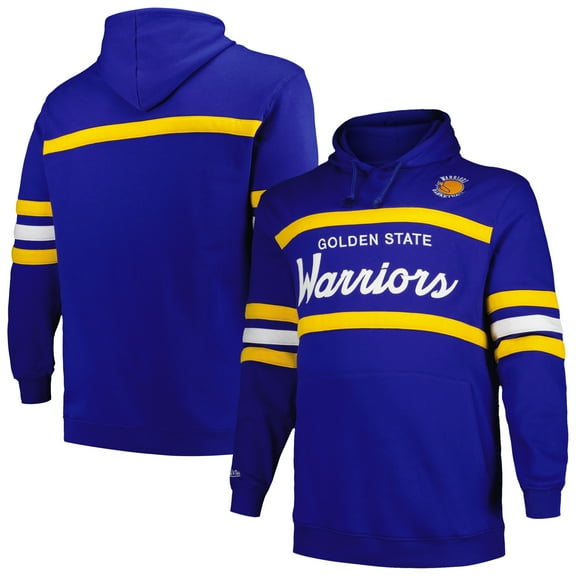 Men's Mitchell & Ness Royal Golden State Warriors Big & Tall Hardwood Classics Head Coach Pullover Hoodie