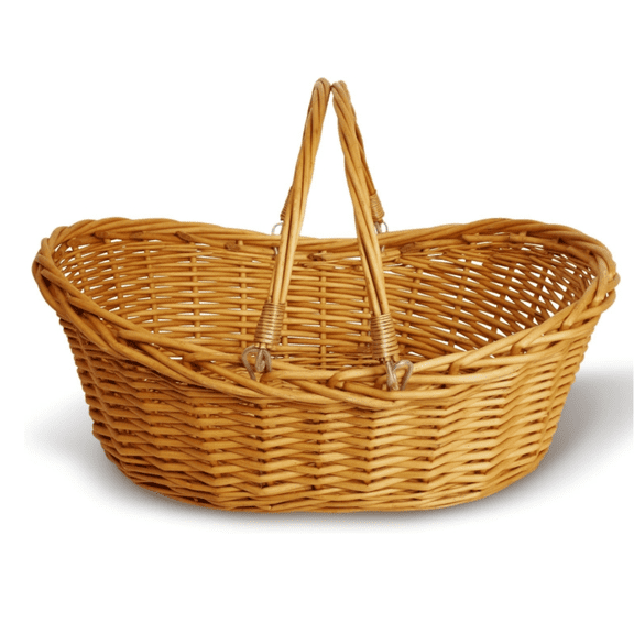 Medium Light Brown Hand Woven Wicker Basket for Storage with Handles - Woven Basket - Wicker Baskets for Picnics, Easter, Organizing, and More