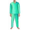 thumbnail image 3 of Fotbe blue green colors Pijama de Hombre con Estampado de Manga Larga, Conjunto de 2 Piezas, Ropa de Dormir Suave y Cómoda con Bolsillos-Small, 3 of 7