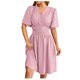 thumbnail image 1 of Vestido de mujer con cuello en V y mangas acampanadas - Color liso - Ajuste a la cintura - Vestido informal/de fiesta de poliéster - Para todas las estaciones, 1 of 4