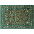 thumbnail image 1 of Ahgly Company Machine Washable Indoor Rectangle Oriental Turquoise Blue Industrial Area Rugs, 3' x 5', 1 of 4