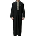 thumbnail image 6 of KIHOUT Clearance Men's and Big Men's Long Sleeve Shirt Standing Neck Pocket Long Shirt Muslim Robe Arab Middle Robe Long Style Embroidered, 6 of 9