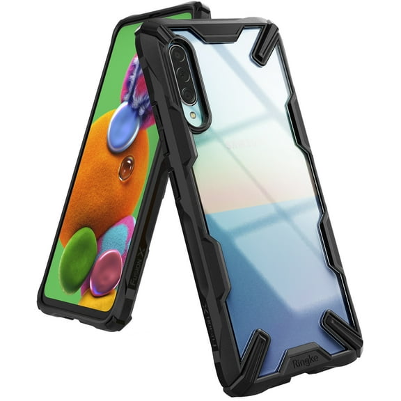 Ringke Fusion-X Case Compatible with Samsung Galaxy A90 5G, Transparent Hard Back Shockproof Advanced Bumper Cover - Black
