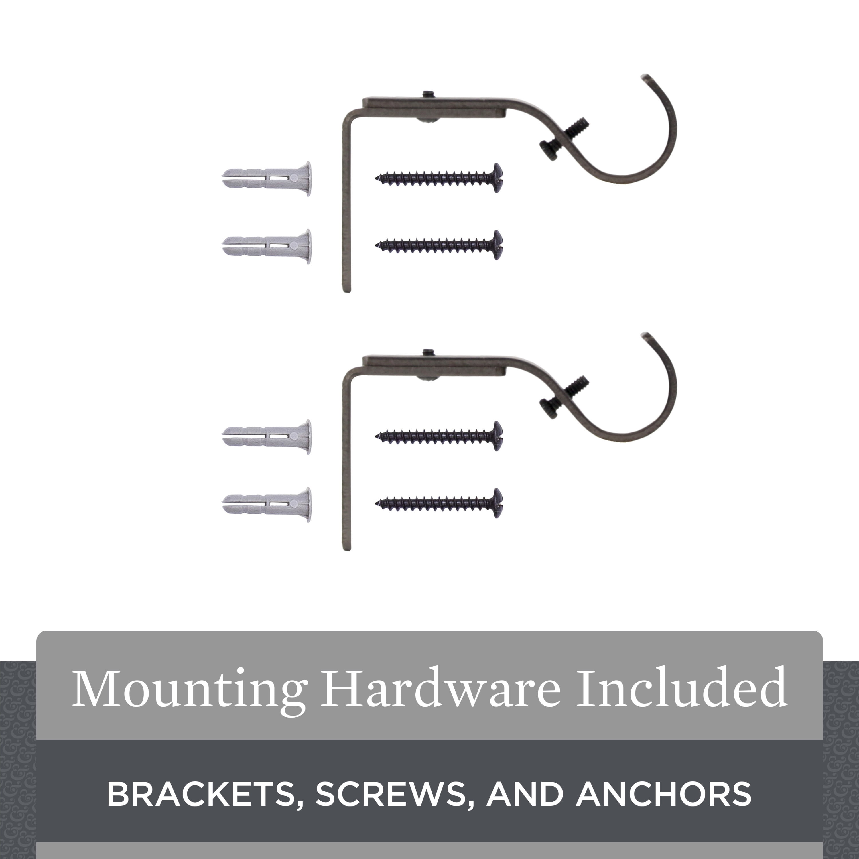 Better Homes & Gardens Plated Metal Adjustable Curtain Rod Brackets in Bronze, 3/4 to 1 Inch Diameter