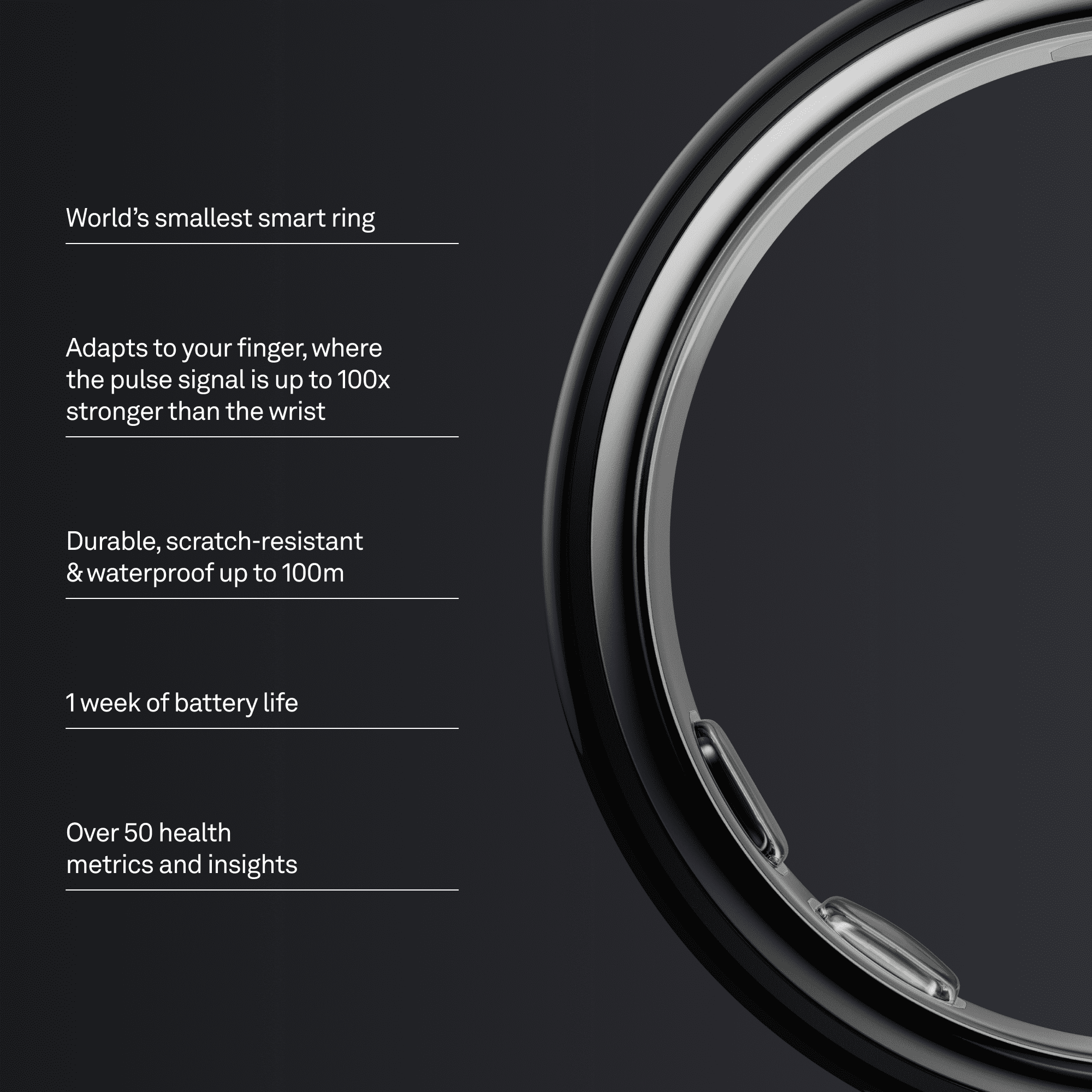 Oura Ring 5 - Black - Size 12 - World’s Smallest Smart Ring - Sleep, Activity, Women’s Health, AI Advisor, 1 Week of Battery Life, Size Before You Buy, Android & iOS Compatible