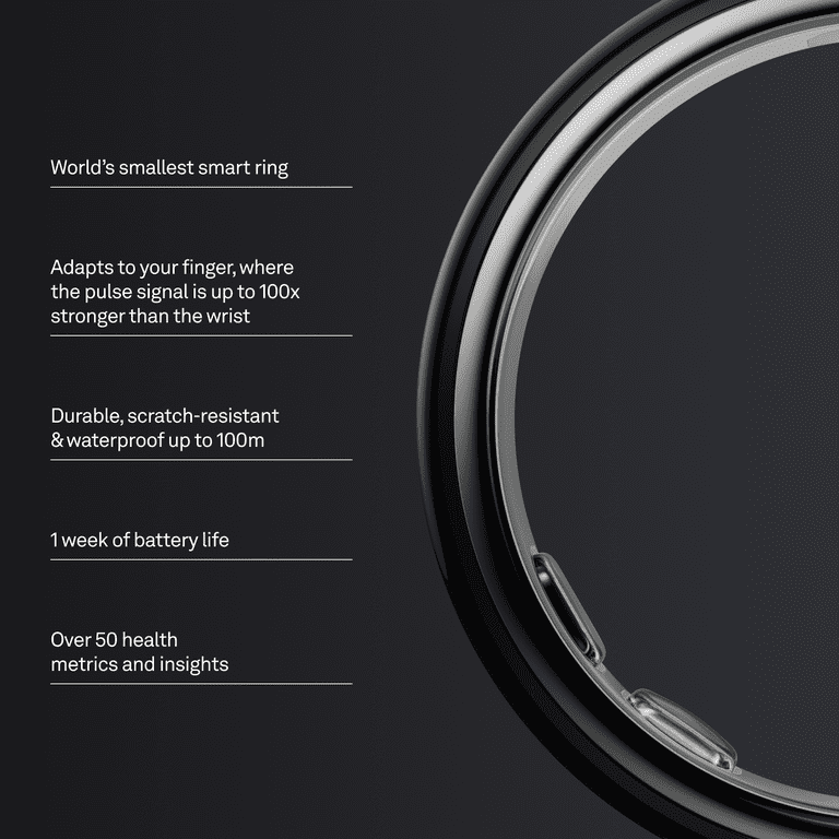 Oura Ring 5 Black Size 7 World's Smallest Smart Ring Sleep