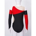 thumbnail image 5 of Kaerm Girls Gymnastics Leotards with Shorts Long Sleeve Off Shoulder Athletic Unitard Biketard Dance Red 8, 5 of 7