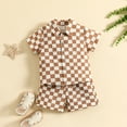 thumbnail image 3 of Hotiary Infant Baby 2 Piece Outfits Short Sleeve Button Down Plaid Shirt and Track Elastic Shorts Sets Newborn Toddler for 0 Month-24 Months, 3 of 7