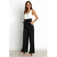 thumbnail image 4 of Womens Wide Leg Palazzo Pants Belted High Waisted Business Casual Flowy Long Trousers with Pockets Black S, 4 of 6
