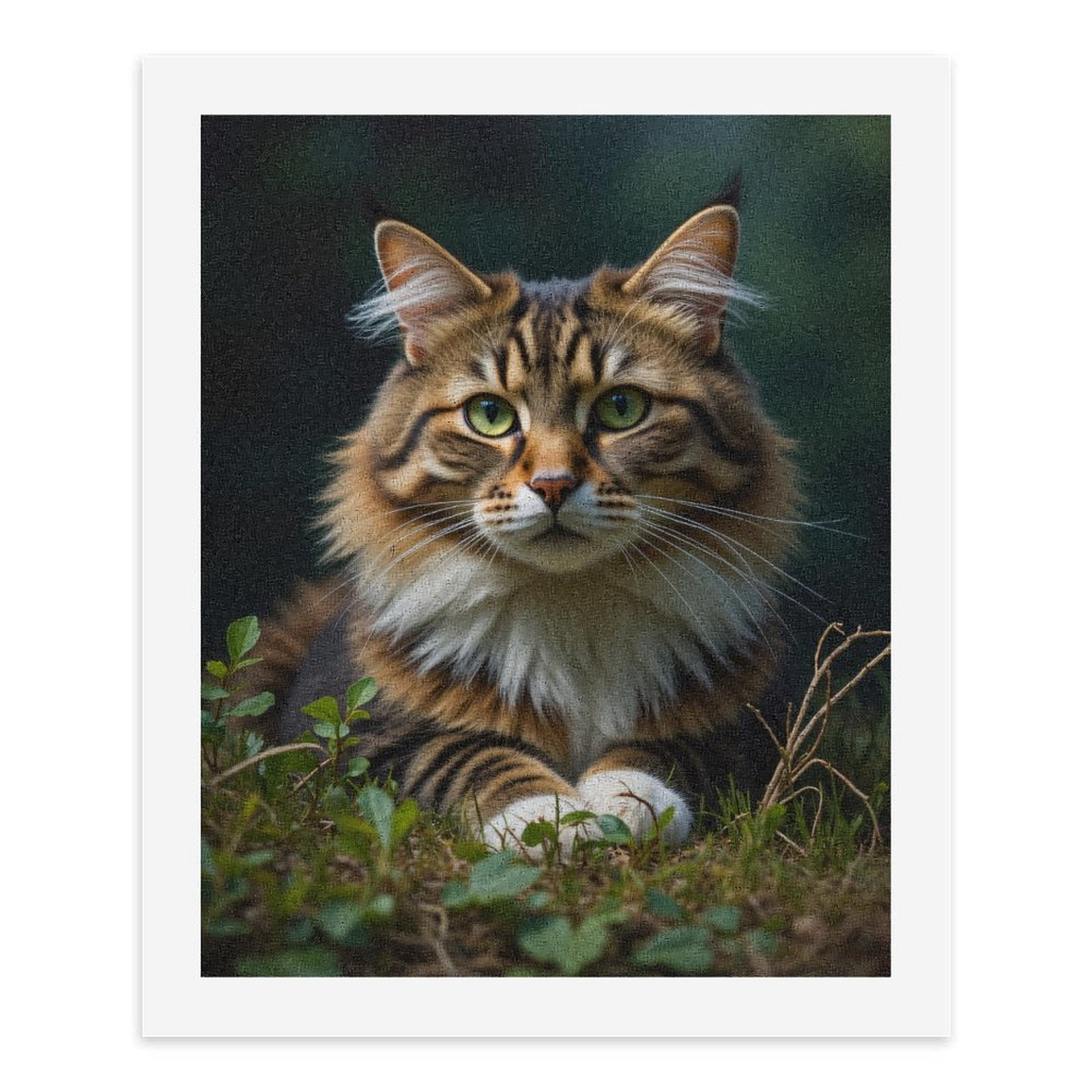 Paint by Numbers Kit for Adults, Maine Coon Cat Green Eyes Grass Paint by Numbers, Easy Paint by Numbers Kit for Adults Beginner, DIY Adult Paint by Number Kits on Canvas, Home Decor