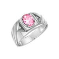 thumbnail image 3 of RYLOS Men's Rings 14K White Gold Ring Classic Designer Style 8X6MM Oval Gemstone & Diamond Ring Pink Ice Birthstone Rings For Men Size 12, 3 of 6