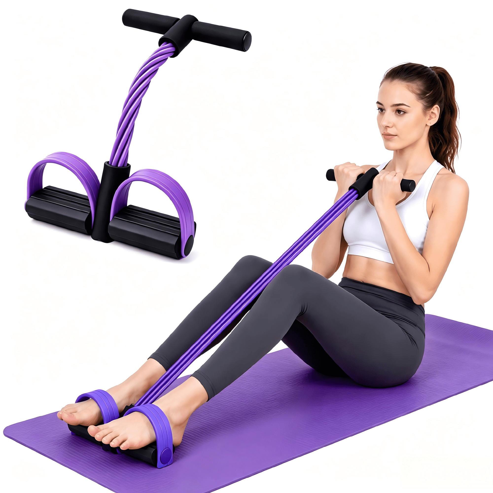 Pedal Resistance Bands with Handles, Upgrade 6-Tubes Elastic Bands for Exercise, Natural Rubber Foot Pedal Resistance Bands, Multifunction Fitness Bands for Abdomen, Waist, Arm, Leg, Pilates