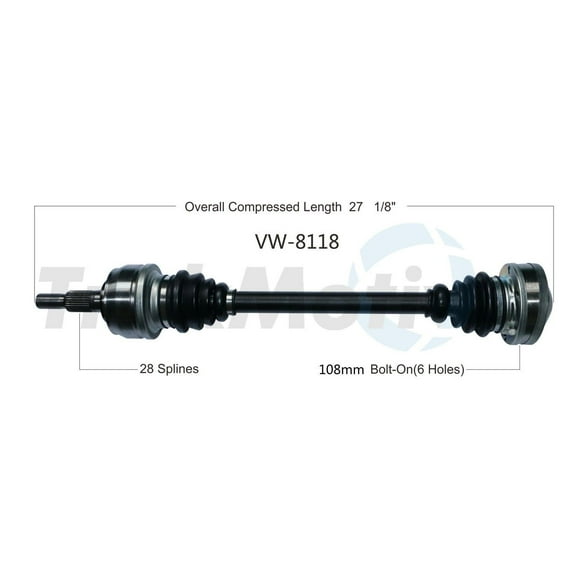 TrakMotive VW-8118 CV Axle Shaft Fits select: 2006 PORSCHE 911, 2007 PORSCHE 911 NEW GENERATION