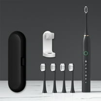 ZFYXGS Travel Electric Toothbrush for Adults with Case, 4 Brush Heads and 6 Modes, Black