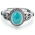 thumbnail image 2 of VAKKI Oval Turquoise Adjustable Rings for Women 925 Sterling Silver Vintage Statement Rings, 2 of 3