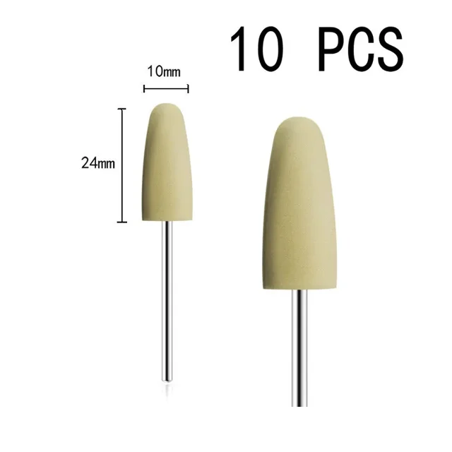Pulidor de goma de silicona, cabezal de molienda de 2,35mm, broca de uñas, taladro eléctrico para manicura, accesorio para máquina, 10 unidades por juego