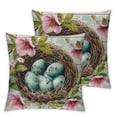 thumbnail image 2 of Acheng  Easter Pillow Cover Bunny Happy Easter Pillow Cushion Cover Easter Egg Throw Cushion Cover Chick Flower Truck Pillow Cover for Home Office Sofa Bed Couch,Set of 2 White, 2 of 6