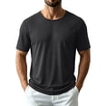 thumbnail image 3 of Men's Short Sleeve T-Shirt Solid Color Crewneck Casual Fashion Top Tee Cotton Blend Quick Dry Breathable Lightweight Weekly Wear Gym Workout Outfits Essential Gift For Him, 3 of 9