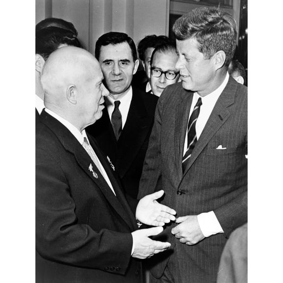 John F Kennedy Nikita Khrushchev Cold War Vintage Photo Extra Large XL Wall Art Poster Print