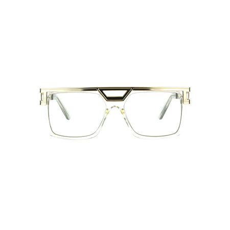 Mens Clear Lens Rectangular Flat Top Geeky Nerd Plastic Eye Glasses Clear