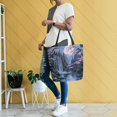 thumbnail image 4 of FORMRS Womens Canvas Tote Bag with Zipper Inner Pocket Shoulder Handbag, Moon Floral Waterfall, 4 of 7