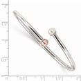 thumbnail image 2 of White Sterling Silver bracelet Bangle Fancy Pearl Freshwater Button Pink 6 in 3 mm, 2 of 2