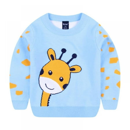 

Kids Boys Knitted Sweater Cartoon Deer Print Sweatshirt Long Sleeve Pullovers for Birthday Christmas Gifts
