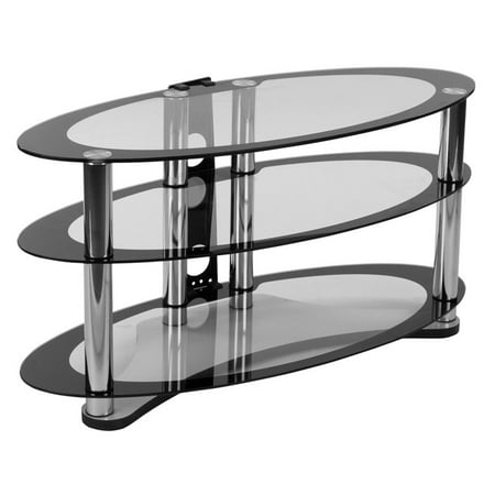 glass tv stand shelves chrome walmart furniture stands clear flash