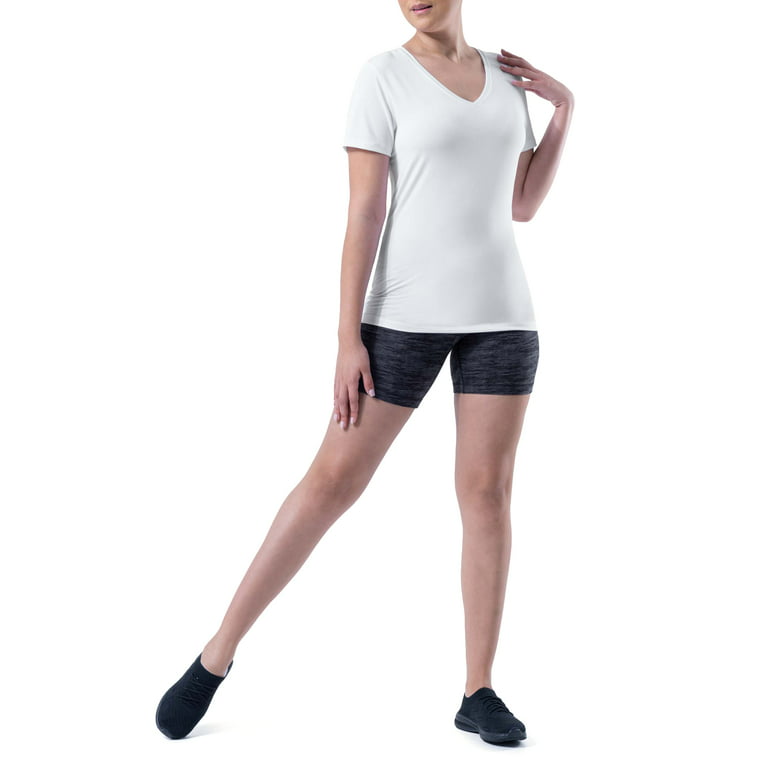 Real Essentials Women's Short Sleeve V-Neck Activewear T-Shirt
