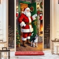 thumbnail image 6 of Christmas Door Cover Decoration, Santa Claus Christmas Wreath and Dog Backdrop for Decorative Front Door, Door and Wall Decoration Festival Party Decoration 35.43x70.87 Inch Multicolor, 6 of 6