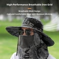 thumbnail image 3 of Outdoor Fisherman Hat with Face Cover and Neck Flap, Wide Brim Sun Hat with Breathable Mesh, Adjustable Strap, Foldable Safari Hat for Fishing, Hiking, Camping, 3 of 6