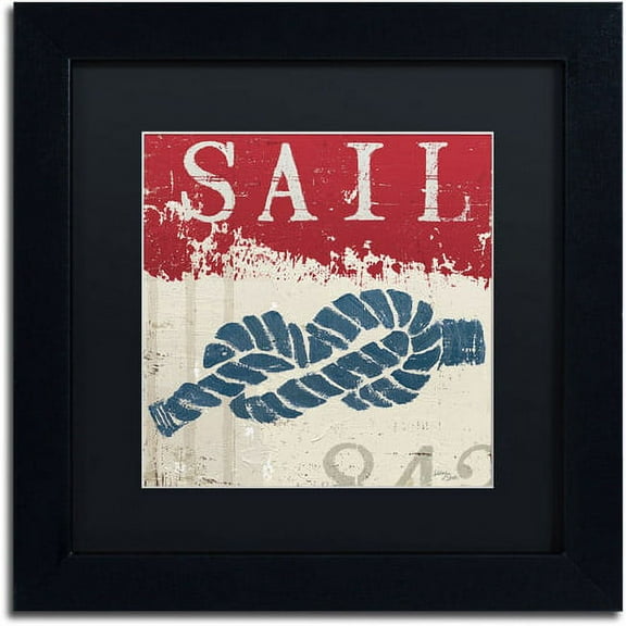 Trademark Fine Art "Nautical III Red" Canvas Art by Wellington Studio, Black Matte, Black Frame