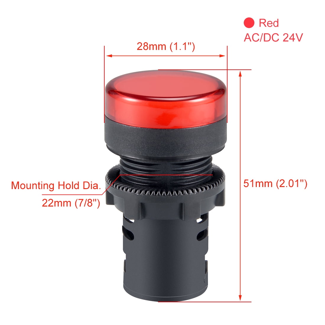 2pcs AC//DC 24V 22mm Red LED Power Indicator Signal Light Pilot Lamp AD16-22D//S