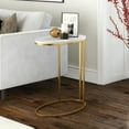 thumbnail image 2 of Evelyn&Zoe Enzo 20" Wide Oval Side Table with Faux Marble Top, Brass, 2 of 7