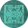 thumbnail image 1 of Ahgly Company Indoor Round Oriental Turquoise Blue Industrial Area Rugs, 4' Round, 1 of 4