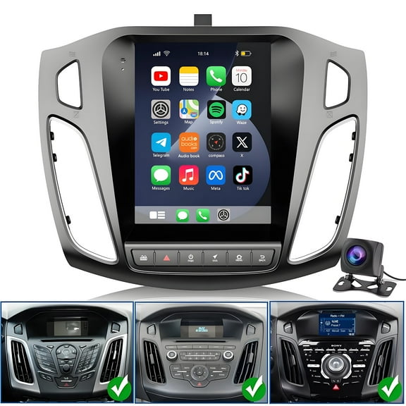 Eforcase 2 32G 9.7 inches Android 13 Car Stereo for Ford Focus 2012-2018 IPS Touchscreen Screen Radio with Carplay Android Auto Support Backup Camera GPS FM Navi BT