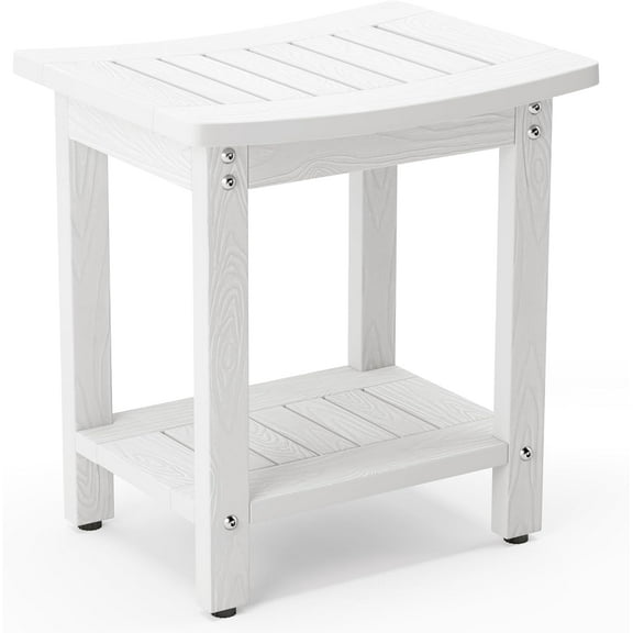 Dycanpo HDPS Shower Bench Seat, Bath Spa Foot Stool for Inside Shower Waterproof, White