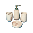 thumbnail image 1 of Juego de 4 accesorios de baño de cerámica: portacepillos, dispensador de jabón, vaso y jabonera., 1 of 1