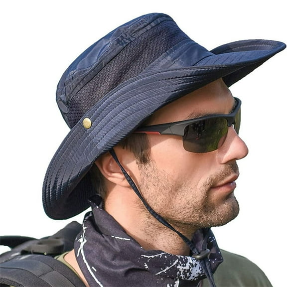 FOCUSNORM Mens UV Protection Wide Brim Sun Hats Cooling Mesh Cap Foldable Travel Outdoor Fishing Hat