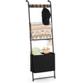 thumbnail image 3 of 4 Tier Blanket Ladder Shelf with Storage Basket Wall-Leaning Blanket Holder Rack, 3 of 7