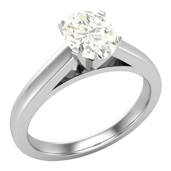 Diamond Engagement Ring For Women Oval Solitaire GIA Certified 4-Prong 0.75 Carat 14K White Gold (K,I1)